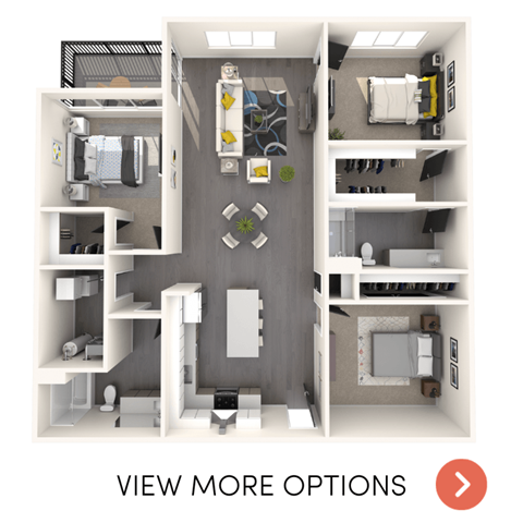 3 bedroom floor plan at The Gem Apartments in Livonia, MI